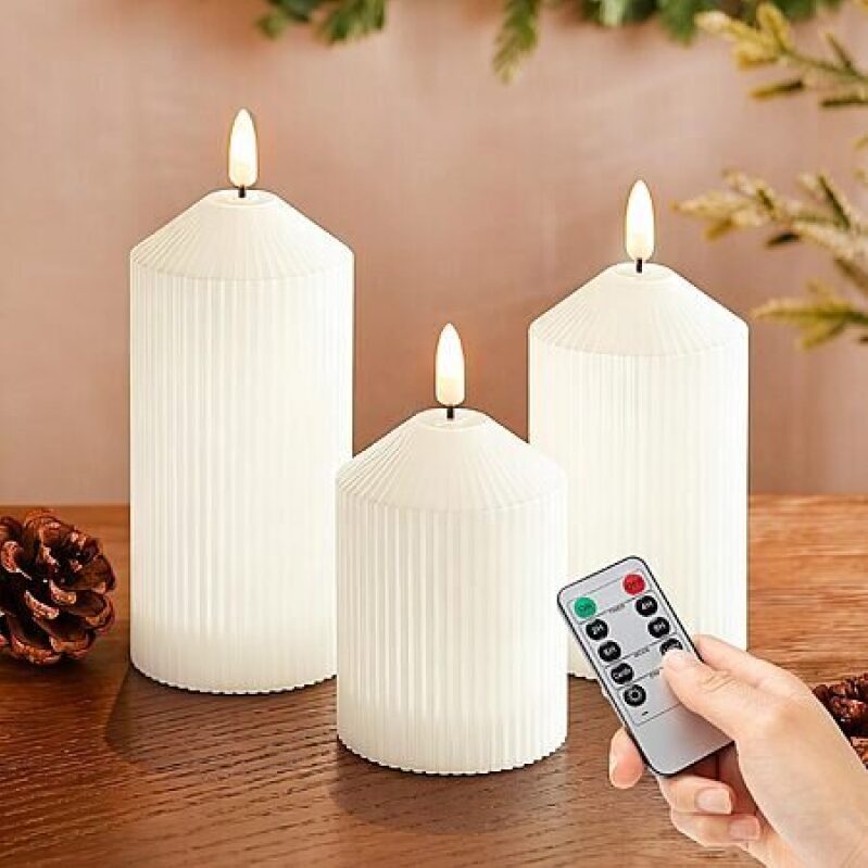 3-Pack LUSHARBOR Battery Operated Flameless Candles w/ Remote (White) - Smart, Hands-Free Convenience