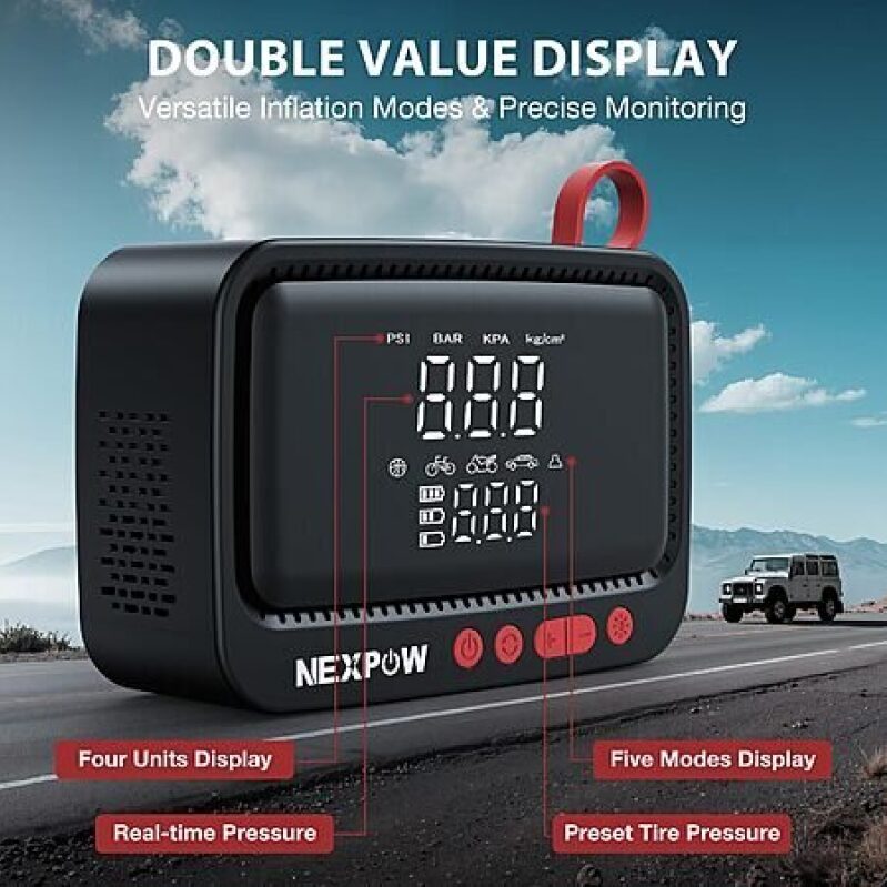 Portable Air Compressor - Efficient Tire Inflation for Cars, SUVs, Bicycles & More