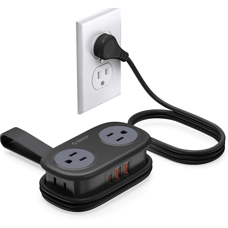 Orico AP3 4-Outlet 3-USB Travel Power Strip with 4ft Extension Cord