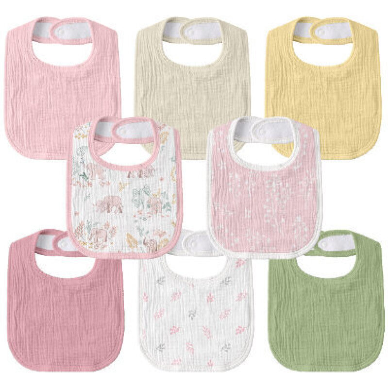 Premium Cotton Muslin Bibs for Babies - 8 Pack