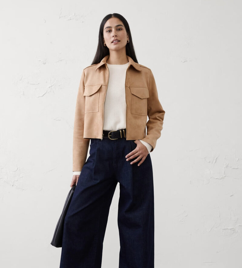 Affordable Banana Republic Women's Faux Suede Jacket - Perfect for Casual and Layered Looks
