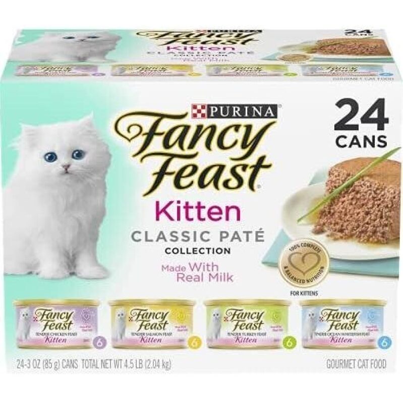 24 Cans Fancy Feast Kitten Wet Cat Food, Classic Pate Collection