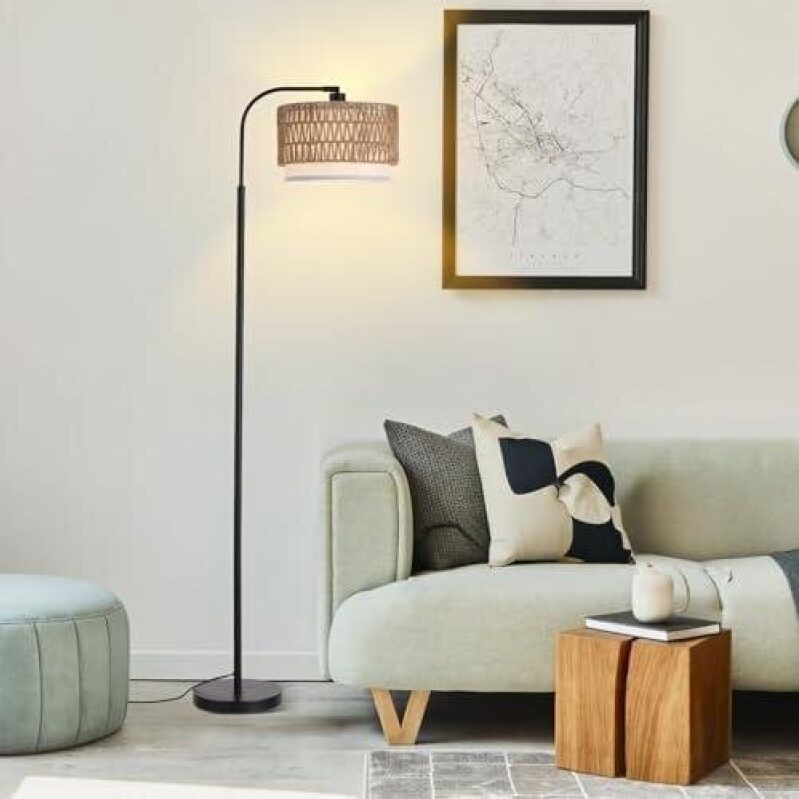 Wicker Adjustable Floor Lamp with LED Bulb & Foot Switch - 50% Discount