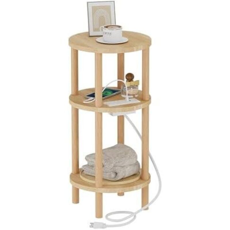 Stylish 3-Tier Charging Side Table with USB Ports - 49% OFF