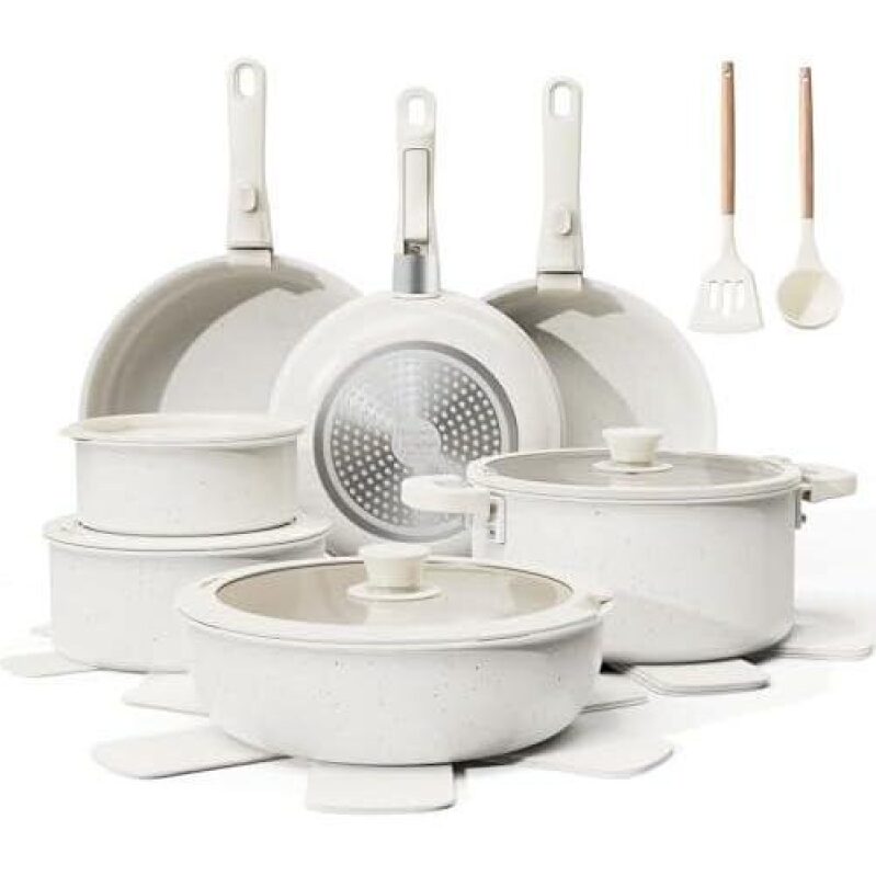 22-Piece Ceramic Nonstick Cookware Set with Detachable Handles - 50% Discount