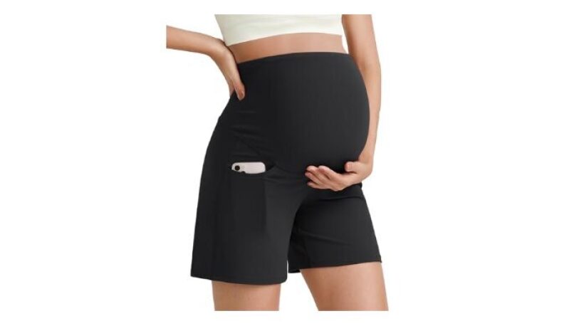 Comfortable Maternity Shorts for Pregnancy & Workout - Black, Medium