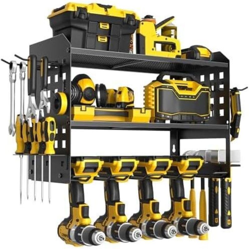 Multi-Functional Tool Rack - 3 Tiers with 2 Side Hooks for Drill Bits Storage - 62% OFF