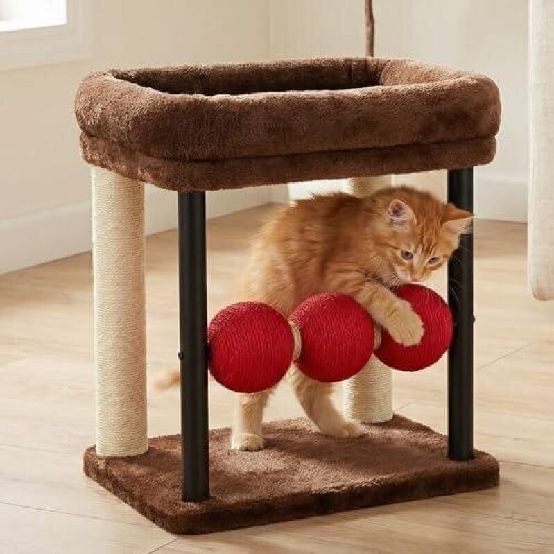 Premium Small Cat Tower with Natural Sisal Scratching Posts - 50% Discount