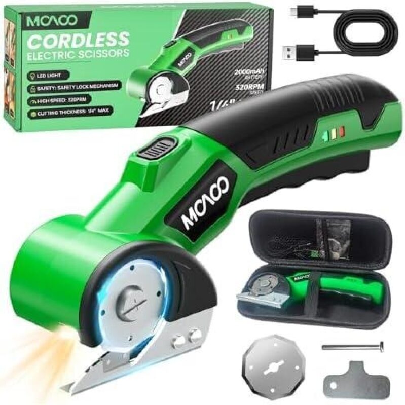 MOCAO 50% OFF Electric Scissors with LED Light and Safety Lock Mechanism
