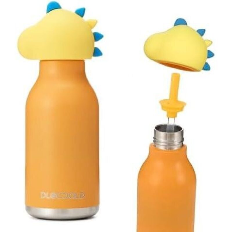 DLCOOL Stainless Steel Insulated Bottle - 16oz with Dinosaur Cap