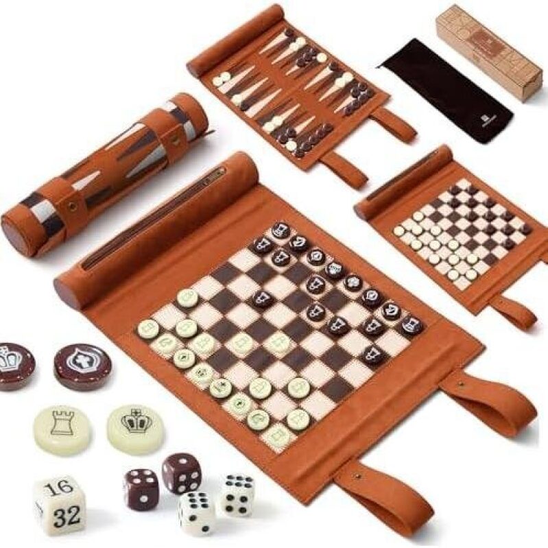 Portable Leather Roll-Up Board Game Set - 50% OFF