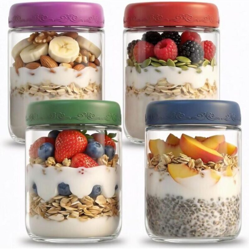 4-Pack 16oz Glass Oatmeal Jars - 45% Off