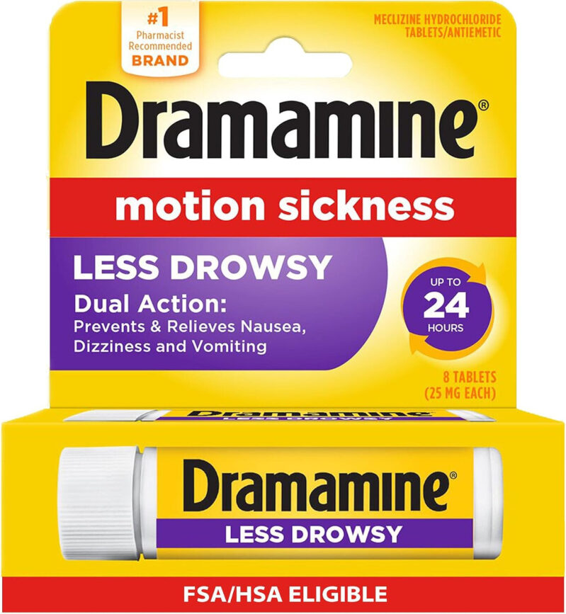 Dramamine Less Drowsy Motion Sickness Relief Tablets - 8 Tablets