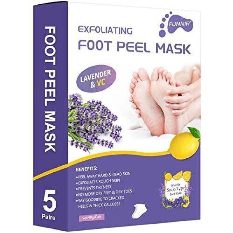 Exfoliating Foot Peel Mask with Lavender & Vitamin C - 5 Pairs