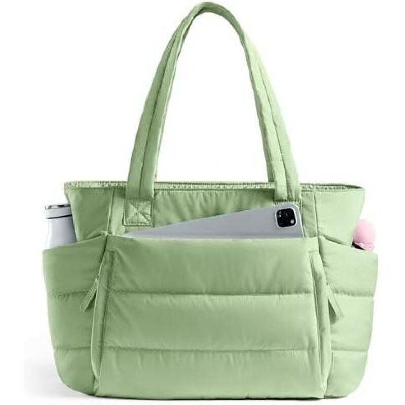 Elegant Green Padded Tote Bag - 37% Off
