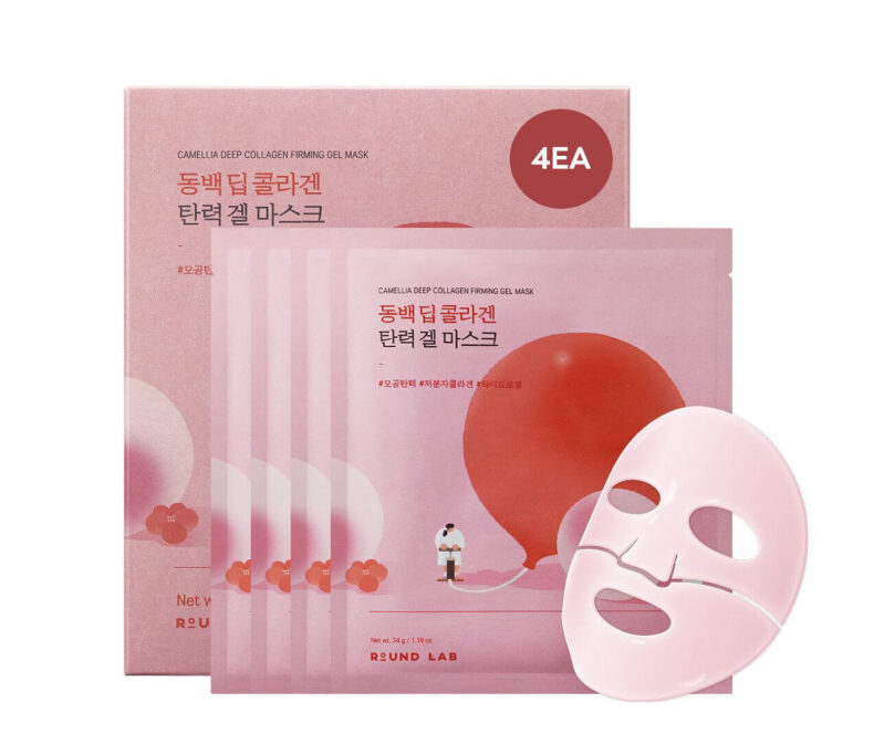 ROUND LAB Camellia Deep Collagen Firming Gel Mask - 4 Pack