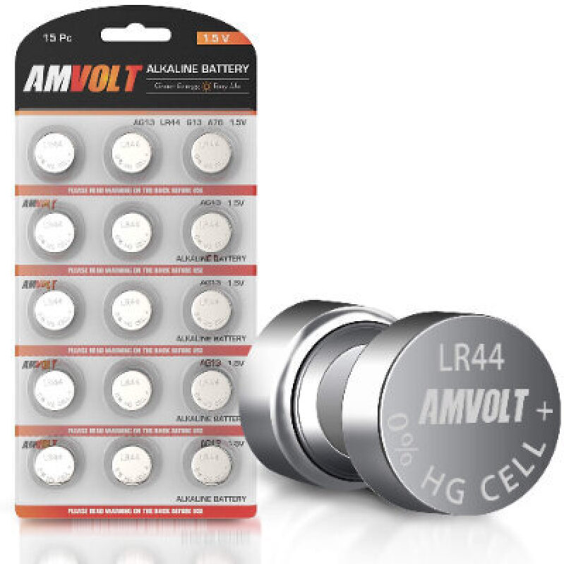 High-Quality AMVOLT 1.5V LR44 Coin Batteries - 15 Pack