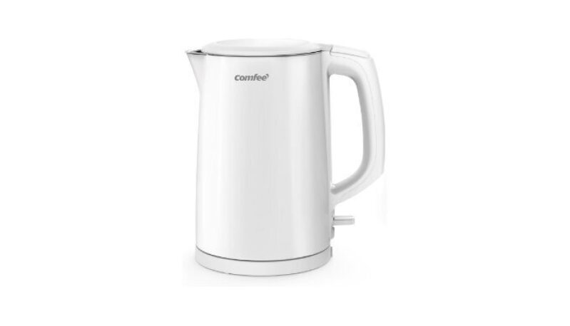 COMFEE' Electric Kettle: 1.5L Double Wall, Stainless Steel Interior, Fast Boil, Auto-Off