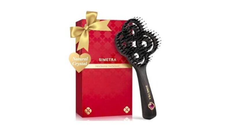 Simetra Detangler Hair Brush for Women and Men - Natural Crystal Gift Set