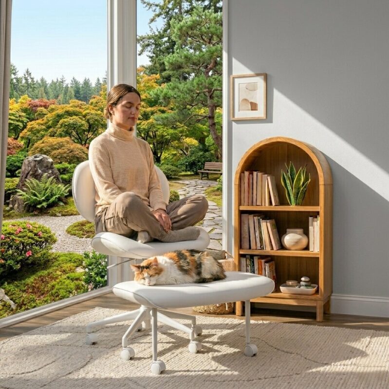 Pinmoco Extra Wide Armless Office Chair for Cross Legged Sitting