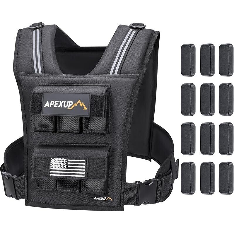 APEXUP Adjustable Weighted Vest with Reflective Stripe - 30lb