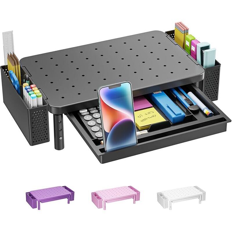 WALI PTT003-B Computer Monitor Stand with Storage and Drawer - Sleek and Functional
