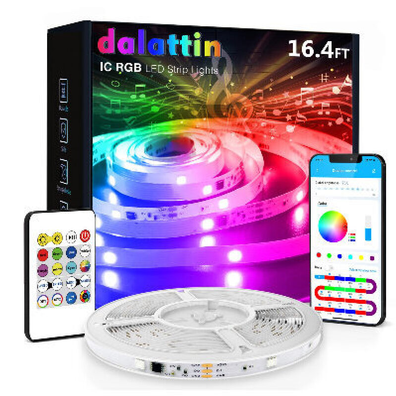 16.4ft RGB LED Strip Lights with Remote and Music Sync