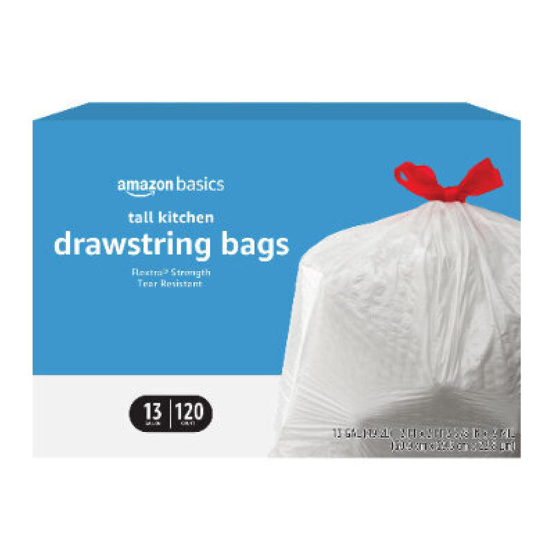 13-Gallon Kitchen Drawstring Bags - 120 Count, White