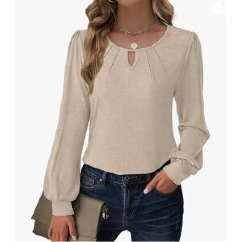 GBK Women's Beige Long Sleeve Blouse - Stylish & Comfortable