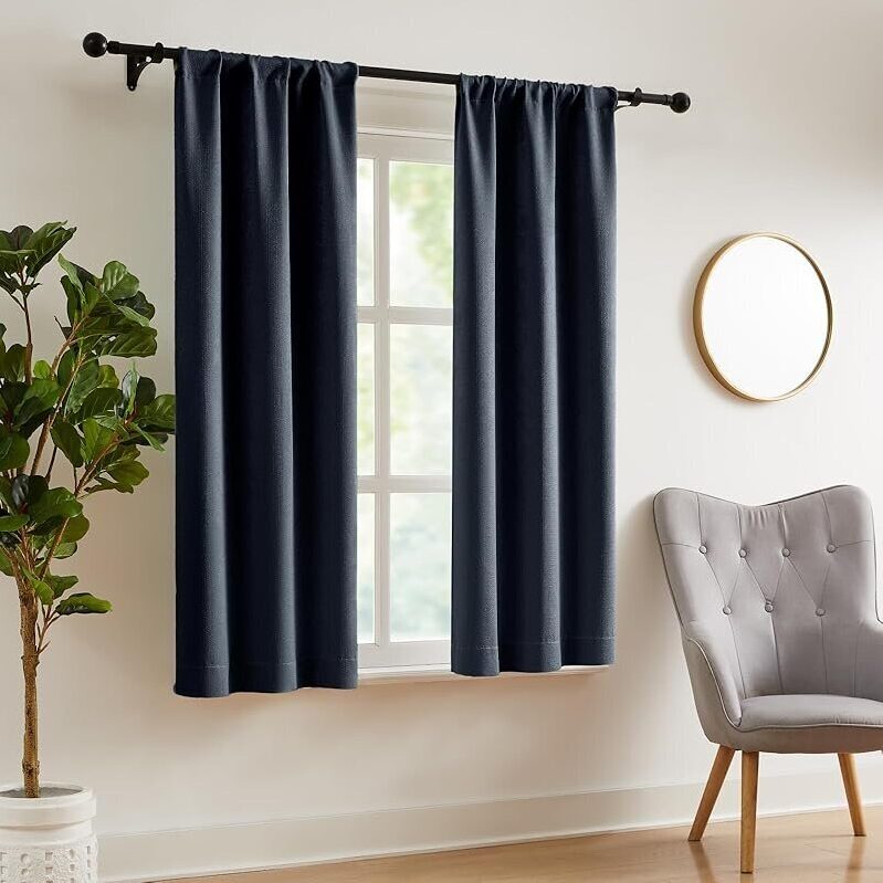 WRENSONGE Easy Rod Pocket Blackout Curtains 63-in, 4pc Panels Set - Premium Quality, Stylish and Durable
