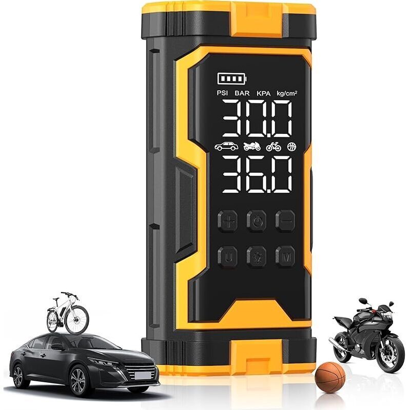 Pumptiva 7-in-1 Tire Inflator - Portable, Cordless, 150PSI Air Compressor
