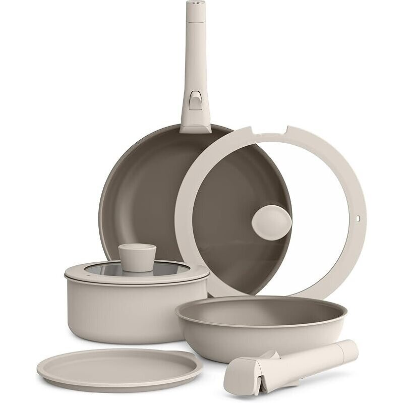 Bella 8-Piece Removable Handle Cookware Set - Fast Heating, Even Cooking, Durable