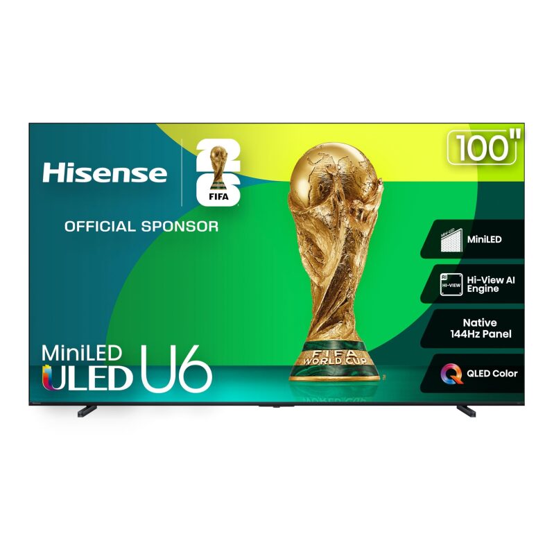 Hisense U6 100-inch Mini-LED 4K Smart TV - Official FIFA World Cup Sponsor