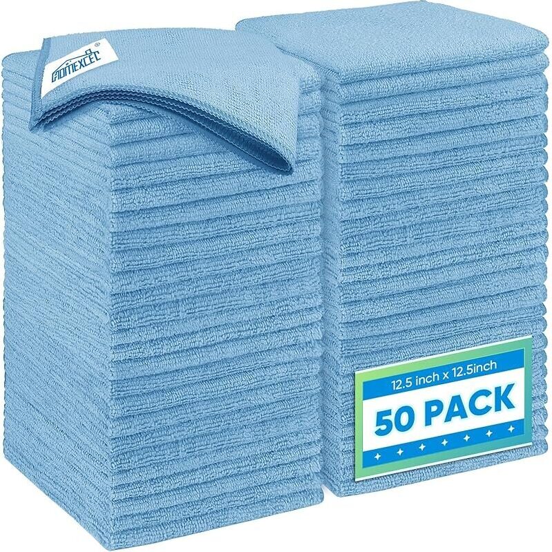 50-Pack HOMEXCEL Microfiber Cleaning Cloths - Unmatched Cleaning Efficiency