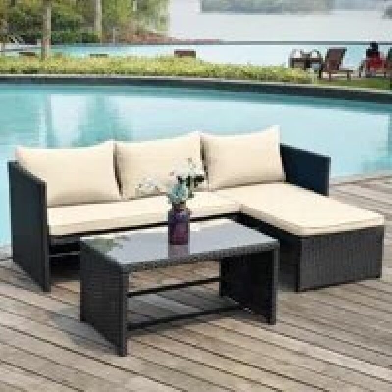 Ebern Designs 3 Piece Patio Conversation Sofa Seating Group