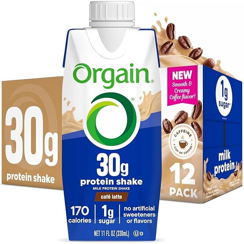 12-Pack Orgain High Protein Shake Cafe Latte - Premium Quality Protein Shakes