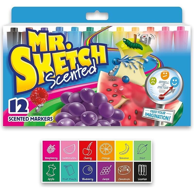 Mr. Sketch Scented Markers Chisel Tip 12-Count - Creative Fun for All Ages