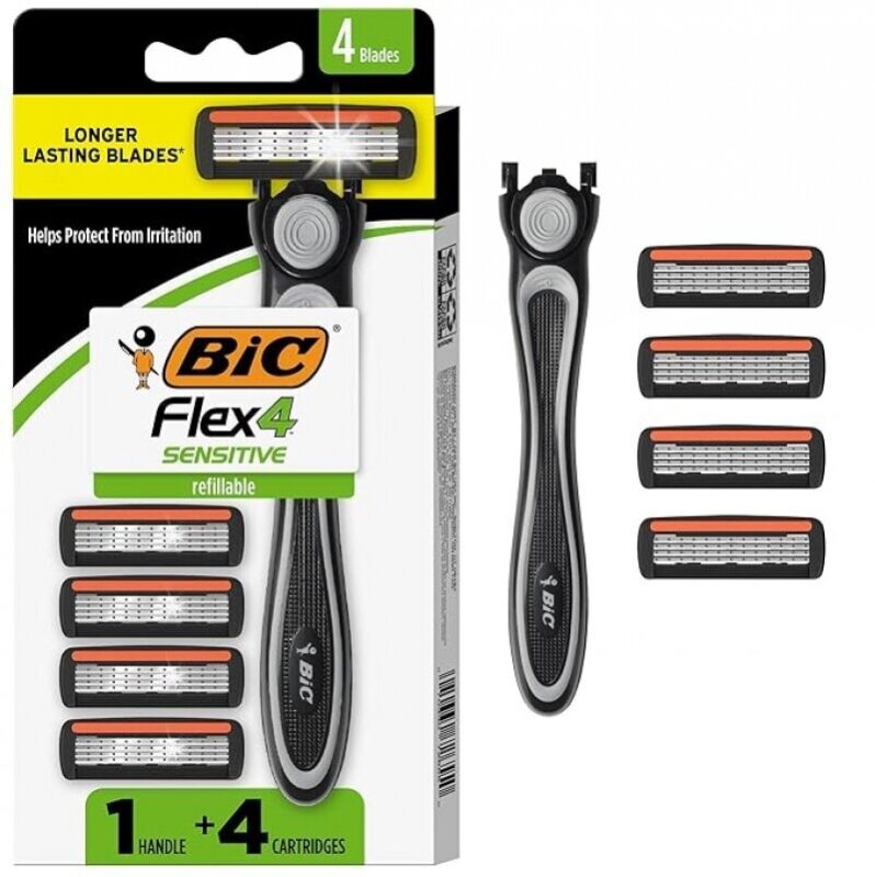 BIC Flex 4 Refillable Razors for Men: Premium Shaving Kit