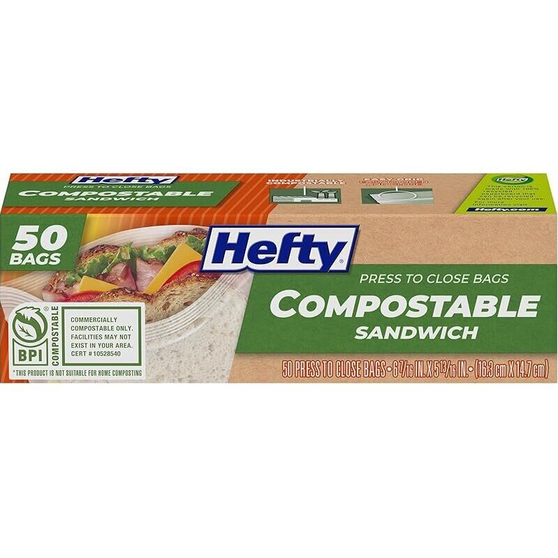 Sustainable 2-Pack Compostable Sandwich Bags - Hefty