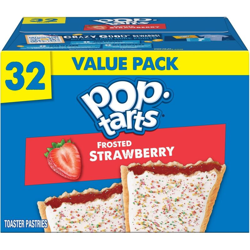 32-Count Pop-Tarts Toaster Pastries: Frosted Strawberry Value Pack