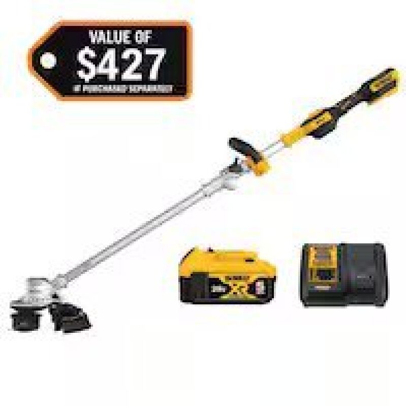 DEWALT 20V MAX Cordless Trimmer Kit w/5Ah Battery & Charger
