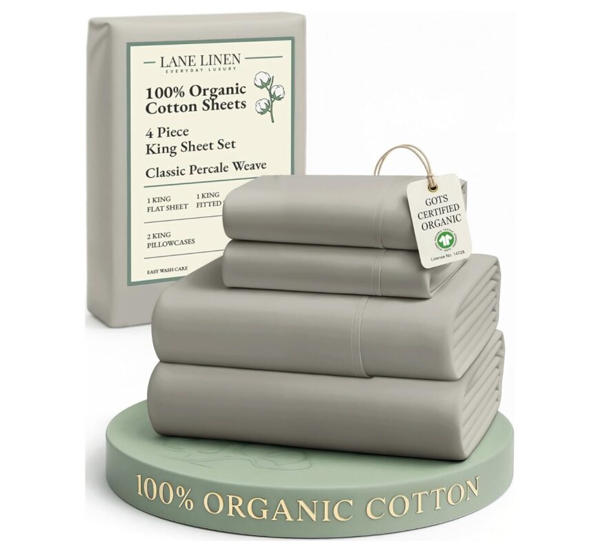 Lane Linen Organic Cotton King Size Bed Sheet Set - 25% Off