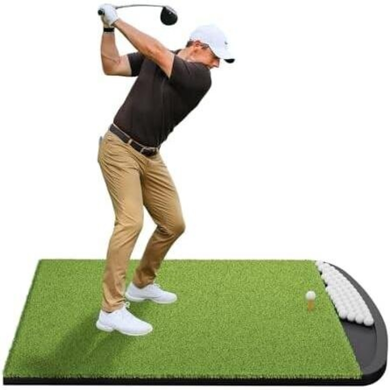 Integrated Golf Hitting Mat with Curved Ball Tray - 5x4ft & 6x4ft - 26mm & 31mm Thickening - Golf Practice Mats Indoor & Outdoor - 50% OFF