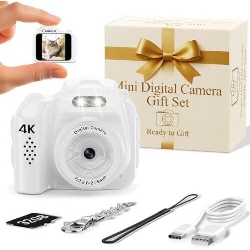 Retro 4K Mini Digital Camera Gift Set with Keyring – 50% OFF
