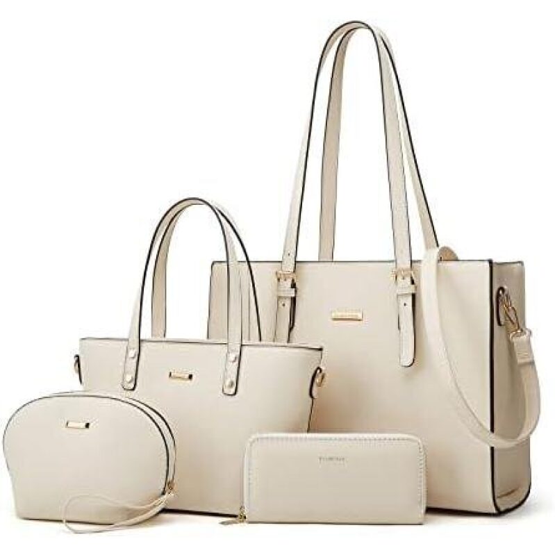 Elegant Four-Piece Set of Synthetic Leather Handbags and Wallets - 44% OFF