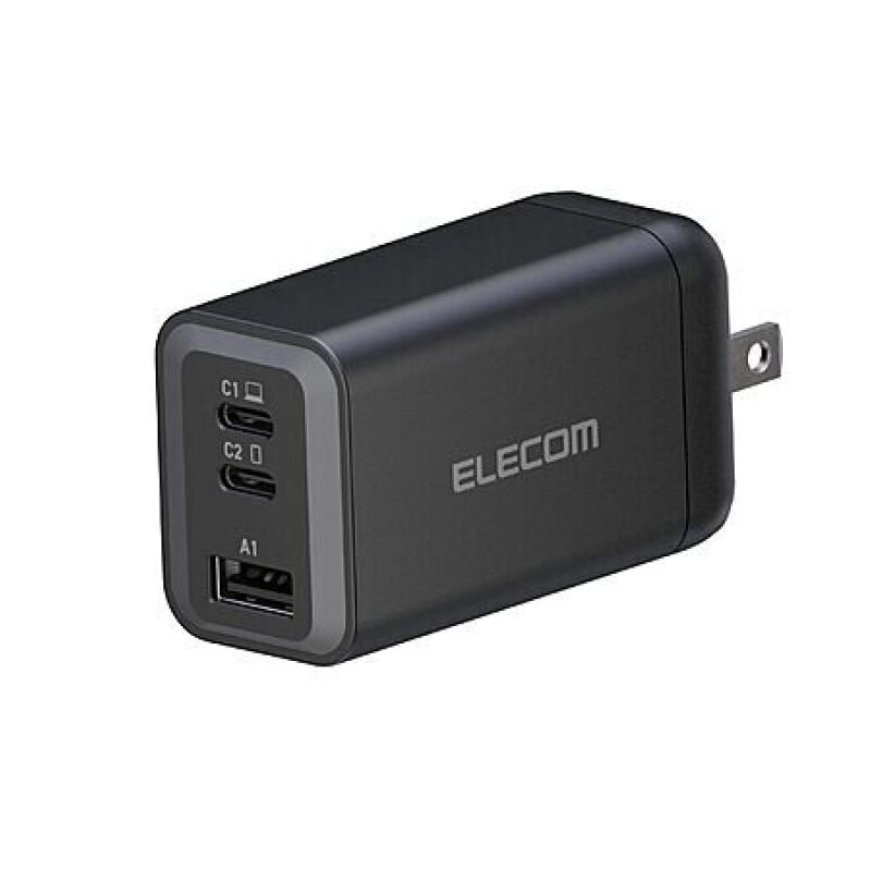 Power Up with ELECOM 65W 3-Port USB Charger - Fast Charging for All Devices