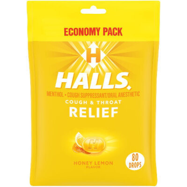 Halls Honey Lemon Cough Drops - 80 Count Economy Pack