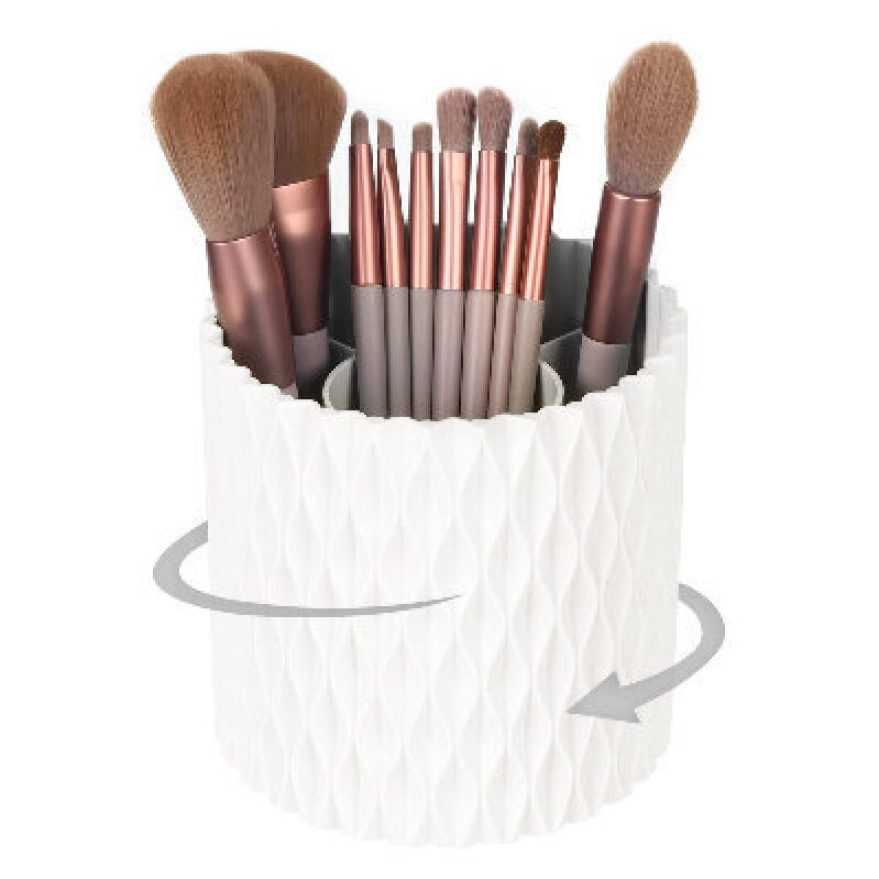 360° Rotating Makeup Brush Holder - White
