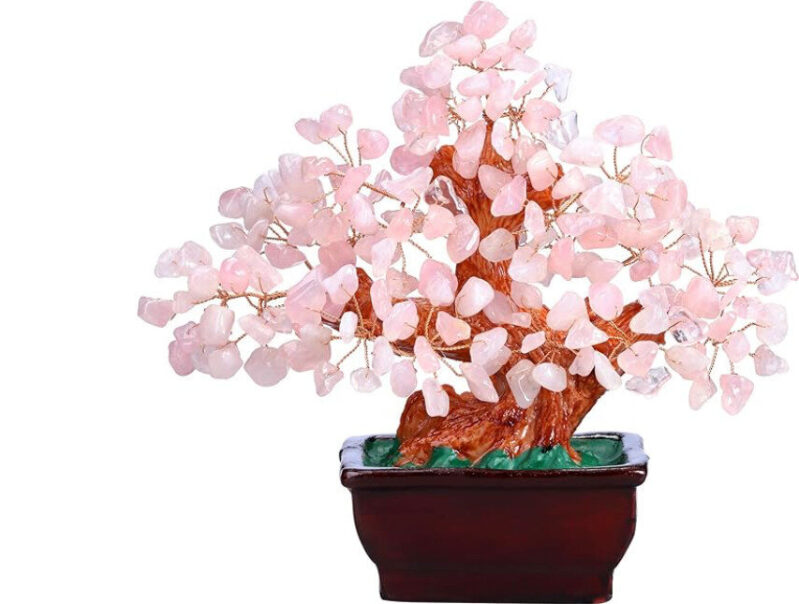 Natural Pink Crystal Money Tree Decoration - High-Value Feng Shui