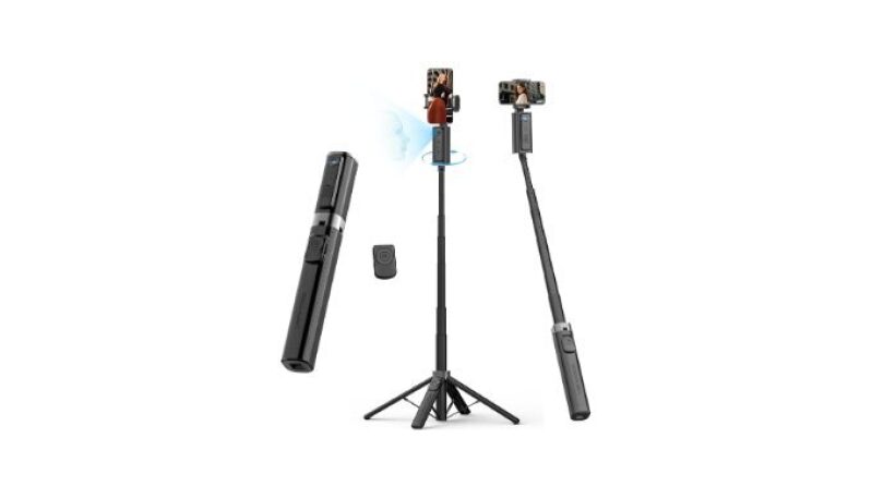 AOCUAN Auto Face Tracking Tripod with Gesture Control for iPhone - Extendable Pole, 360° Rotating Selfie Stick, Wireless Remote